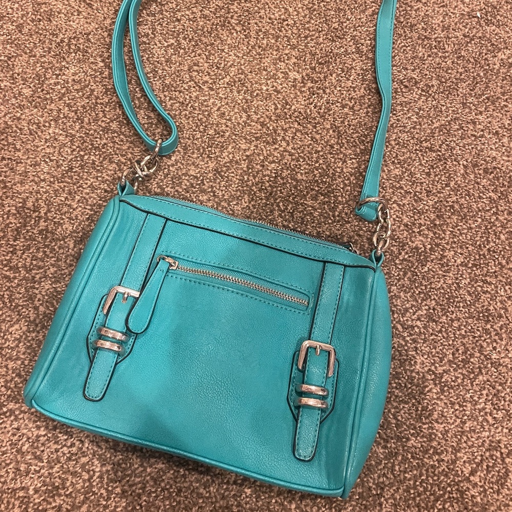 Charming Charlie Teal Buckle Bag